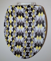 Black white and yellow toilet seat lid cover