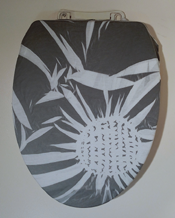 grey and white star burst toilet seat lid cover