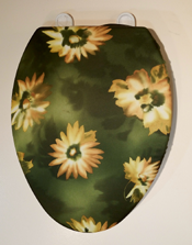 green and yellow flowers toilet seat lid cover