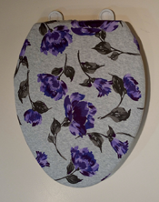 Purple grey roses bathroom decor toilet seat lid cover