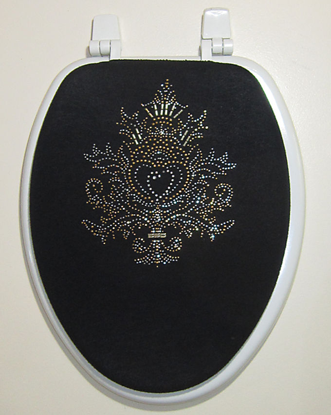 standard size toilet seat lid cover Black with gold and silver jewels S4B2B
