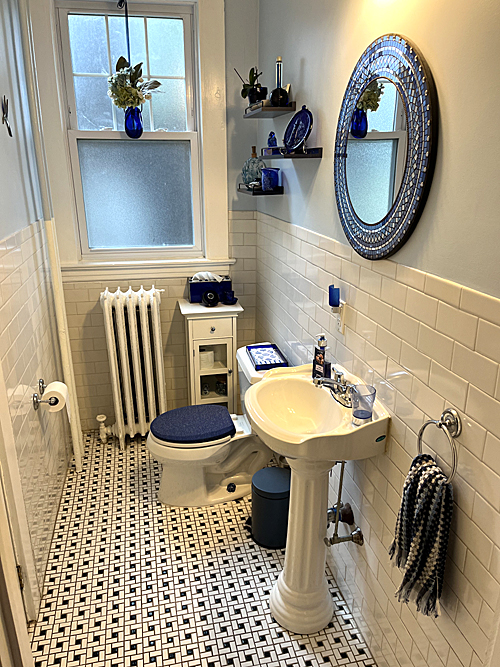 debras small bathroom blue sparkle toilet seat lid cover