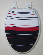 white black and red stripe toilet seat lid cover