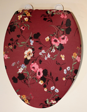Burgundy with flowers bathroom decor toilet seat lid cover