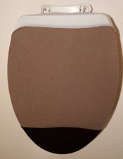 redecorate bathroom idea taupe black white toilet seat lid cover