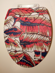 red white blue feathery leaves toilet seat lid cover