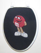 black with red m n m toilet seat lid cover