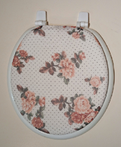 white and pink flowers roses standard toilet seat lid cover
